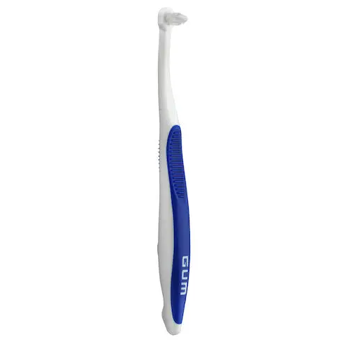 GUM End Tuft Toothbrush, Tapered Trim, Soft, 7 Tufts, 3 Rows, Small Head, Assorted Colors, 12/Box, 308PD thumbnail 13