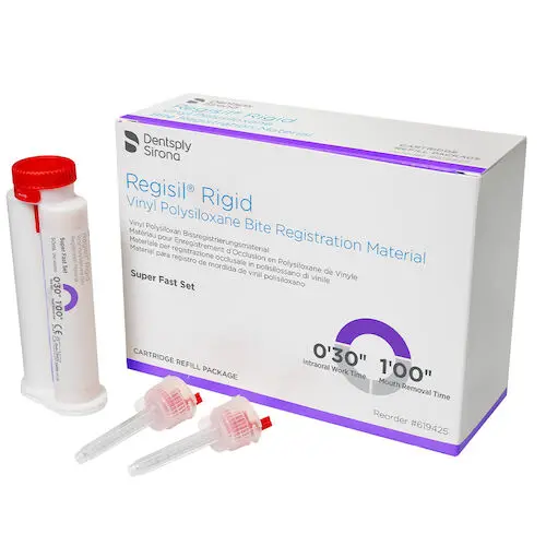 Regisil Rigid VPS Bite Registration Material, Super Fast Set, 50 mL Cartridge Refill, Purple, 4/Box, 619425 thumbnail 3