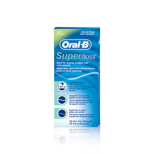Oral-B SuperFloss Trial Pack, Mint, Pre-Measured Strands, 10/Bag, 100 Bags/Box, 13265220 thumbnail 4