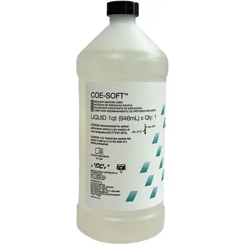 Coe-Soft Resilient Denture Reline Material Liquid Refill, 1 Quart (32 oz) Bottle, Clear, 344092 thumbnail 6
