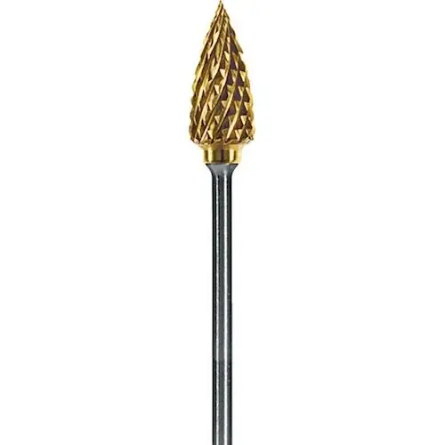 Dedeco Goldies Carbide Bur, 63-B/XC, Coarse Cut, Titanium Nitride Coated, HP (2.35mm Shank), 1/Pk thumbnail 3