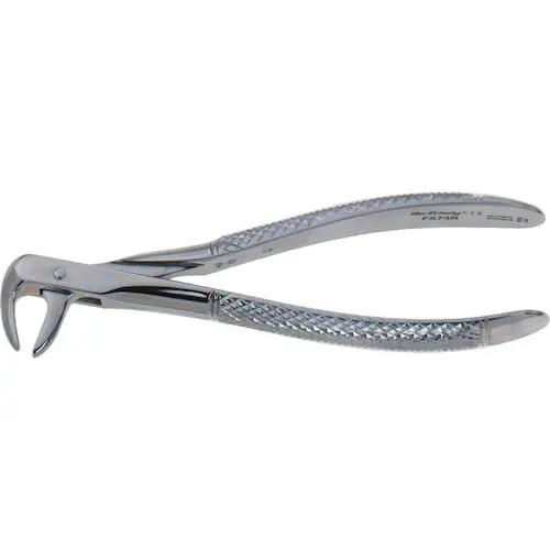 Hu-Friedy Forceps #74N European Style, Serrated, Narrow Beaks, Lower Roots, Stainless Steel, FX74N thumbnail 3