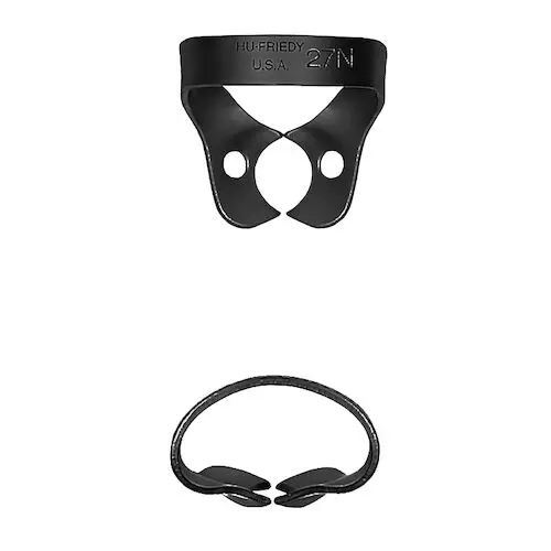 Hu-Friedy Black Line Rubber Dam Clamp #27N, Wingless, Premolars, Satin Steel, RDCM27NX thumbnail 3