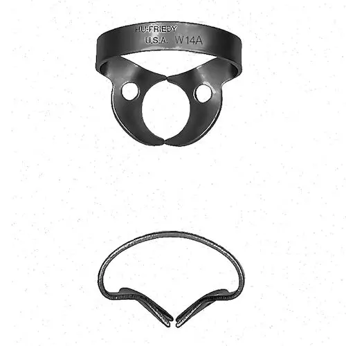 Hu-Friedy Black Line Rubber Dam Clamp #W14A, Wingless, for Partially Erupted or Irregularly Shaped Molars, RDCMW14AX thumbnail 3