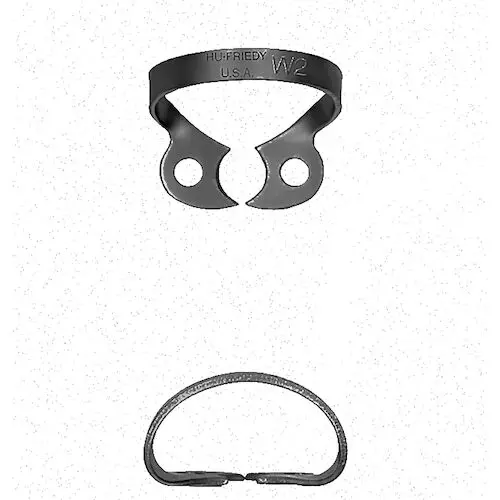 Hu-Friedy Black Line Rubber Dam Clamp #W2, Wingless, Premolars, Satin Steel, 1 Each thumbnail 3