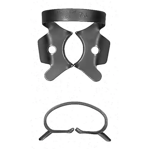 Hu-Friedy Black Line Rubber Dam Clamp #7A, Winged, Large Lower Molars, Satin Steel, 1 Each thumbnail 3