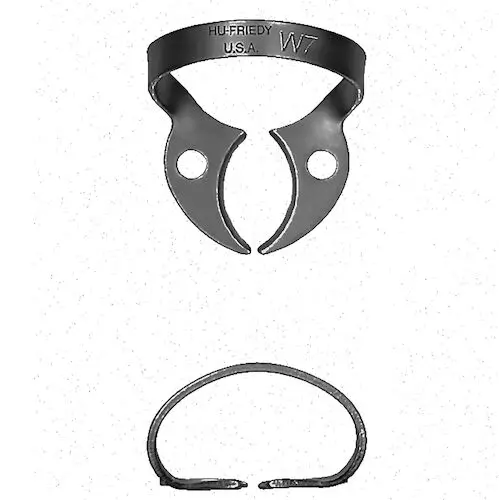Hu-Friedy Black Line Rubber Dam Clamp #W7, Wingless, Lower Molar, Satin Steel, RDCMW7X thumbnail 3