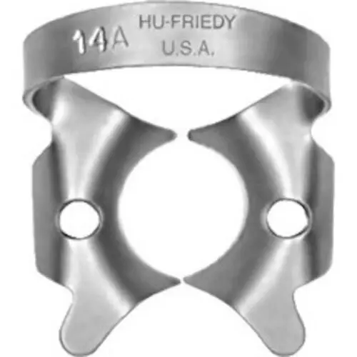 Hu-Friedy Satin Steel Rubber Dam Clamp, #14A, Winged, Molars, 1/Pk, RDCM14A thumbnail 4