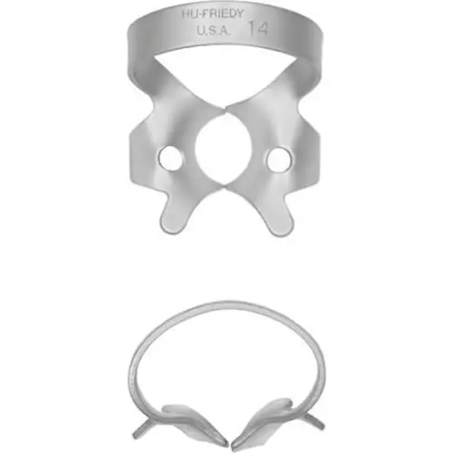Hu-Friedy Satin Steel Rubber Dam Clamp, #14 Winged, Molars, RDCM14 thumbnail 4