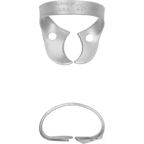 Hu-Friedy Satin Steel Rubber Dam Clamp, Wingless, Size 25, Upper Left/Lower Right Molars, RDCM25 thumbnail 2