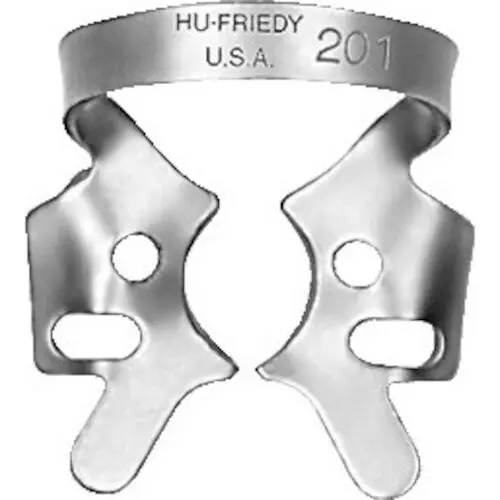 Hu-Friedy Satin Steel Rubber Dam Clamp, Winged, #201, Upper Molars, Single Clamp, RDCM201 thumbnail 4