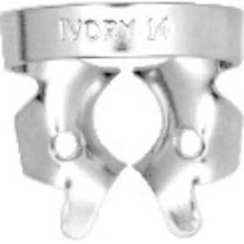 Hygenic Rubber Dam Clamp, #W14, Wingless, Gloss Finish, for Partially Erupted or Irregularly Shaped Molars, 1/Pk, H02774 thumbnail 8