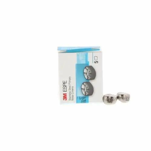 3M ESPE Stainless Steel Primary Molar Crown, Second Primary Molar, Upper Right, Size EUR3, 5/Box, E-UR-3 thumbnail 9