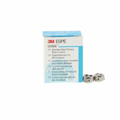 3M Unitek Stainless Steel Primary Molar Crowns, Lower Left First Molar, Size 4 (LL4), 5/Box, 900134 thumbnail 8