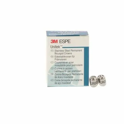 3M Unitek Stainless Steel Permanent Bicuspid Crown, Upper Right First Bicuspid, Size 00, 5/Box, 900519 thumbnail 8