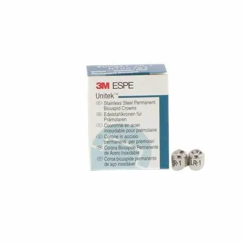 3M Unitek Stainless Steel Permanent Bicuspid Crown, Lower Right First Bicuspid, Size 1LR, 5/Box, 900541 thumbnail 8
