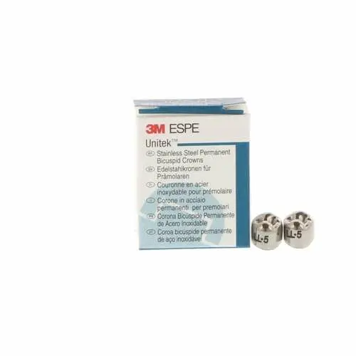 3M Unitek Stainless Steel Permanent Bicuspid Crown, Lower Left First Bicuspid, Size 5 (5LL), 5 per Box, 900535 thumbnail 8