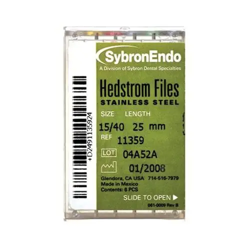 Kerr (SybronEndo) Hedstrom Files, Stainless Steel, 21 mm, Size #25, Red, 6/Pk, 12772 thumbnail 9