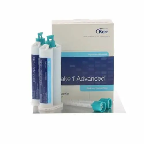 Kerr Take 1 Advanced VPS Impression Material, Medium/Monophase Body, Regular Set, Light Blue, 2 x 50 ml Cartridges with 6 Mixing Tips, Refill 33957 thumbnail 9