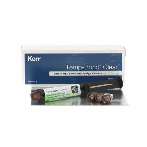Kerr Temp-Bond Clear with Triclosan Temporary Cement, Automix Syringe, 6 g, Clear, 1 Syringe + 10 Mixing Tips, #33351 thumbnail 15