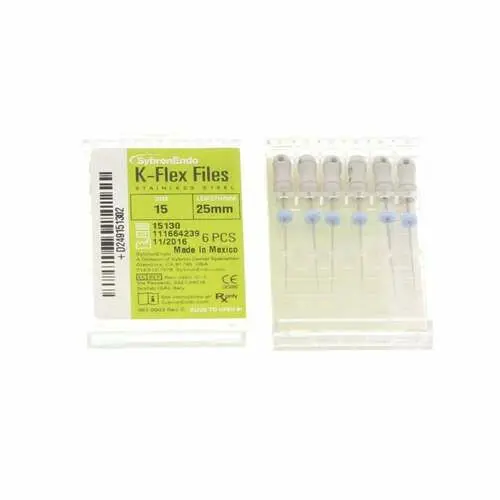Kerr K-Flex Endodontic Files, #15, 25mm, Stainless Steel, White, 6/Pack, 15130 thumbnail 14