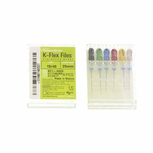 Kerr K-Flex Endodontic Files, Stainless Steel, 25mm, Assorted Sizes #15-40, 6/Pack, 821-4025 thumbnail 9
