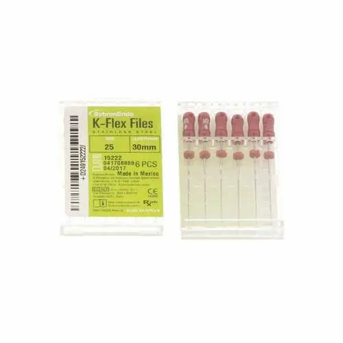 Kerr K-Flex Files #25, 30mm, Stainless Steel, Red, 6/Pack, 15222 thumbnail 14