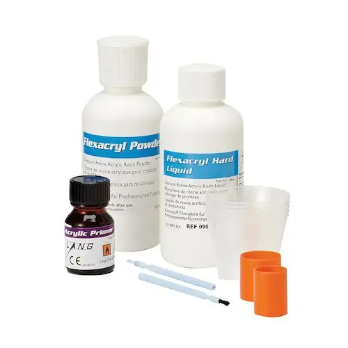 Lang Dental Flexacryl Hard Pink Professional Package, Self-Cured Hard Reline Acrylic Resin Kit, 100g Powder & 118ml Liquid, 0923-PNK thumbnail 2