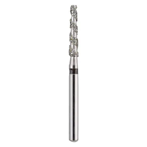 Midwest Once® Helical Single Use Diamond Bur – FG, Super Coarse, Flat End Taper, #847-016, 0.85 mm Diameter, 1.6 mm Length, 25/Pkg, S1847016SC - Midwest Once® Helical Single Use Diamond Bur – FG, Super Coarse, 25/Pkg - Cone, #847, 0.85 mm Diameter, 1.6 mm Length - Image 1