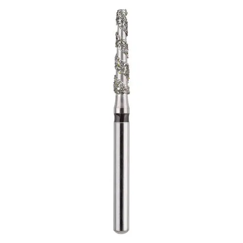 Midwest Once® Helical Single Use Diamond Bur – FG, Super Coarse, Flat End Taper, #848-014, 1.0 mm Diameter, 1.4 mm Length, 25/Pkg, S1848014SC - Midwest Once® Helical Single Use Diamond Bur – FG, Super Coarse, 25/Pkg - Cone, #848, 1.0 mm Diameter, 1.4 mm Length - Image 1
