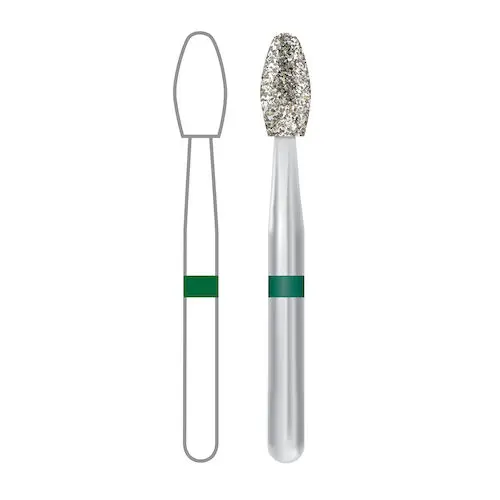 Midwest ONCE Single-Use Diamond Bur FG 379-023C, Coarse Grit, Egg/Football Shape, 2.3 mm Diameter, 4.25 mm Length, Sterile, 25/Pk, 1379023C thumbnail 9