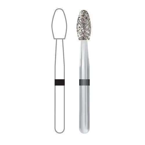 Midwest ONCE Sterile FG Diamond Bur, Super Coarse, Egg/Football Shape, #379-023SC, 2.3 mm Diameter, 4.25 mm Length, 25/Pk, 1379023SC thumbnail 9