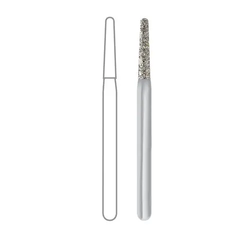 Midwest Once Sterile Single-Use Diamond Bur, 856-014M, Medium Grit, Taper Round End, Friction Grip, 1.4 mm Diameter, 8.0 mm Length, 25/Pk, 1856014M thumbnail 2