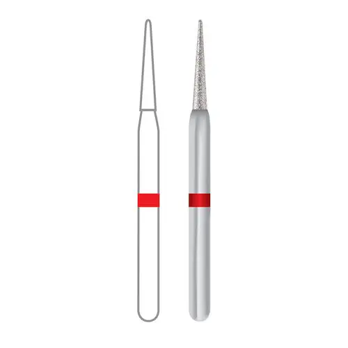 Midwest ONCE Sterile Diamond Bur 858-014F, Fine Grit, Needle Shape, Friction Grip, 1.4 mm Diameter, 8.0 mm Length, 25/Pk, 1858014F thumbnail 10
