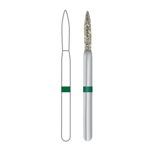 Midwest Once Sterile Diamond Bur 862-012C, Coarse, Flame, Friction Grip, 1.2 mm Diameter, 8.0 mm Length, 25/Pk, 1862012C thumbnail 10