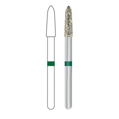 Midwest ONCE Sterile Diamond Bur 878K-014C, Coarse, Taper Modified Bevel, Friction Grip, 1.4 mm Diameter, 8.0 mm Length, 25/Pk, 1878K014C thumbnail 2