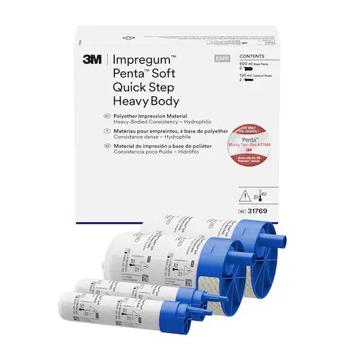 3M™ Impregum™ Penta™ Soft Quick Step Heavy Body Polyether Impression Material Refill, Mint Flavor, Dark Purple, 2 x 300 mL Base + 2 x 60 mL Catalyst, #31769 thumbnail 4