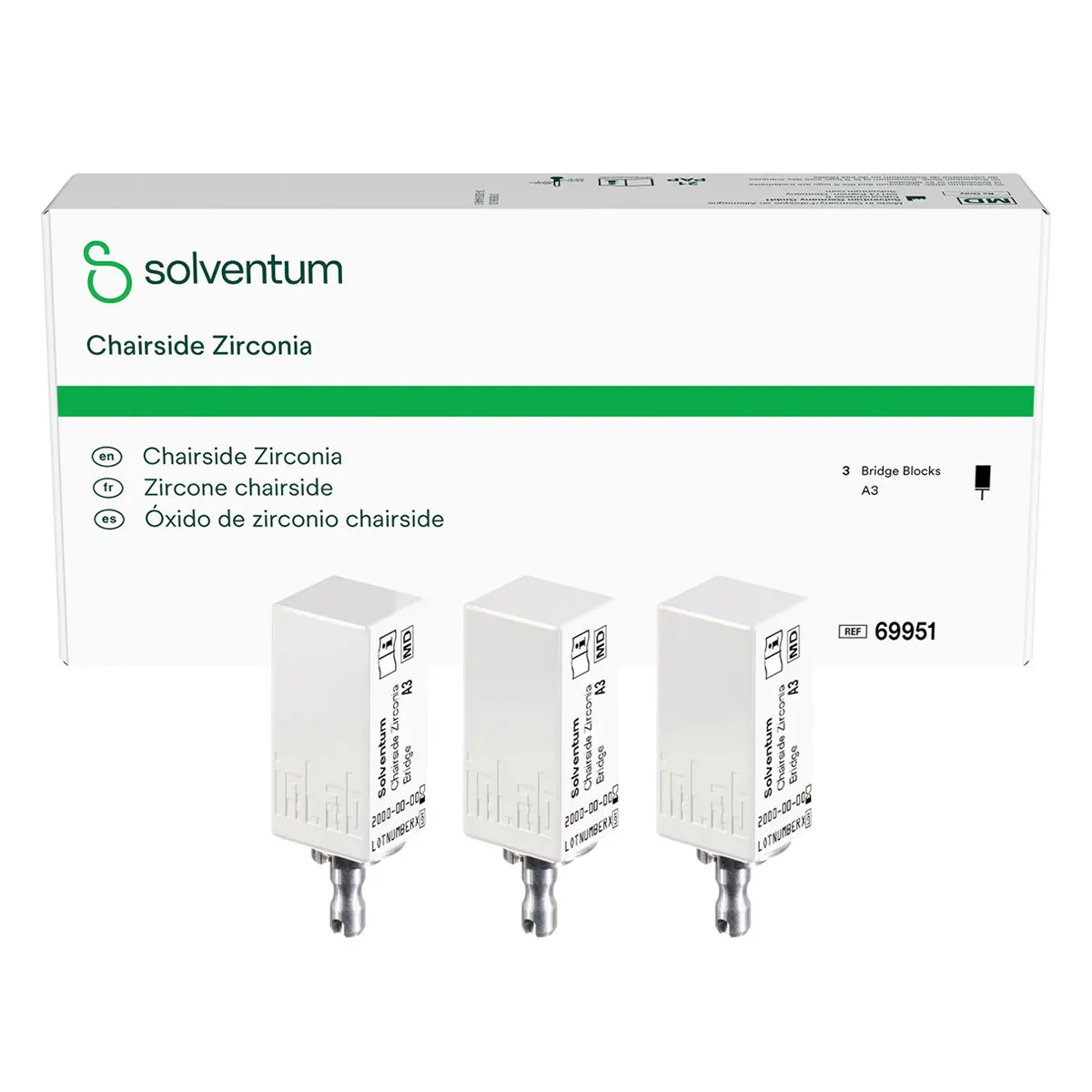 Solventum Chairside Zirconia for CEREC Bridge Blocks, 39mm, Shade A3, 3/Pkg, 69951 thumbnail 10