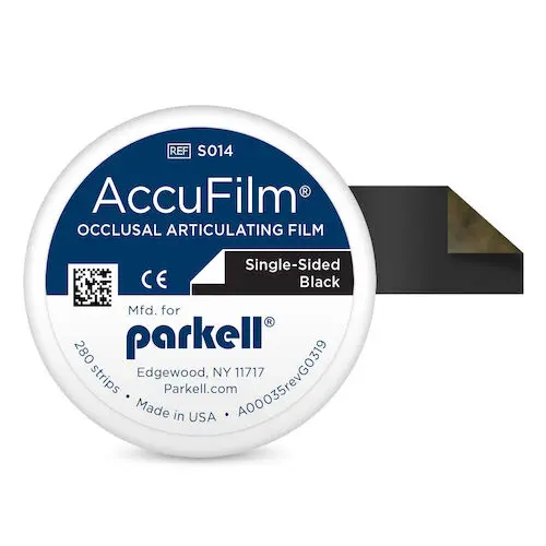 Parkell AccuFilm I Single-Sided Articulating Film, Black, Super Thin 21 Microns, Pre-Cut Strips 3-1/2" x 7/8", 280/Box, S014 thumbnail 4