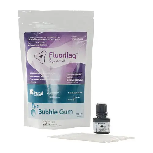 Fluorilaq™ Squeeze 5% Sodium Fluoride Varnish, Bubblegum, 9.5 mL Bottle with 30 Brushes, 10-420 thumbnail 5