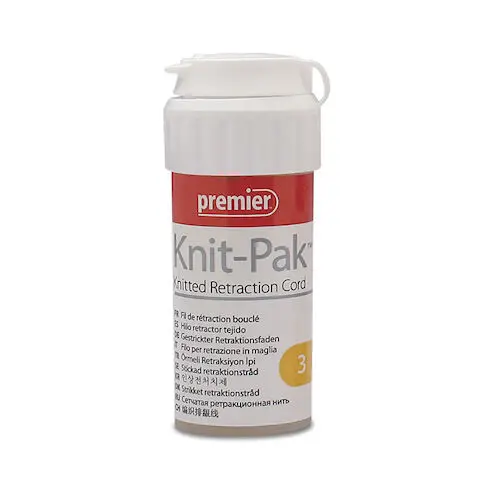 Premier Knit-Pak Knitted Retraction Cord, Non-Impregnated, Size 3 (Yellow), 100 inches, 1/Pk, 9007556 thumbnail 4