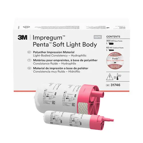 Impregum Penta Soft Light Body Polyether Impression Material Refill, 2 Base (300ml each) & 2 Catalyst (60ml each), Pink, 31746 - Impregum Penta Soft Light Refill 2B&C/Pkg - Image 1