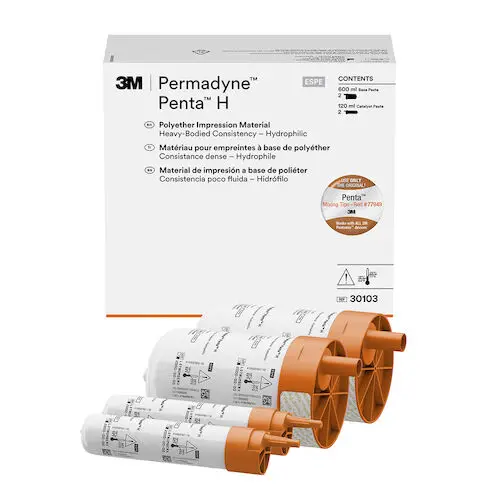 3M™ Permadyne™ Penta™ H Polyether Impression Material Refill, Heavy Body (Tray), Orange, 2 x 300 mL Base & 2 x 60 mL Catalyst, #30103 thumbnail 3