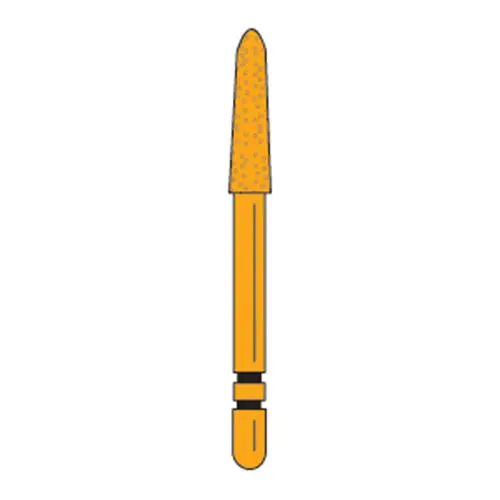 Premier Two Striper Gold-Plated Curettage (GCP) Diamond Bur, Friction Grip, Medium Grit, Cone Beveled End, 257.SB, 5/Pkg, 2015623 thumbnail 3