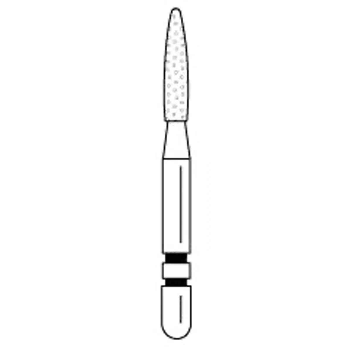 Two Striper® Diamond Bur FG, Fine, Flame #265.6.5F, 1.4 mm Major/0.5 mm Minor Diameter, 6.5 mm Length, Red Ring, 5/Pkg, 2015159 thumbnail 3