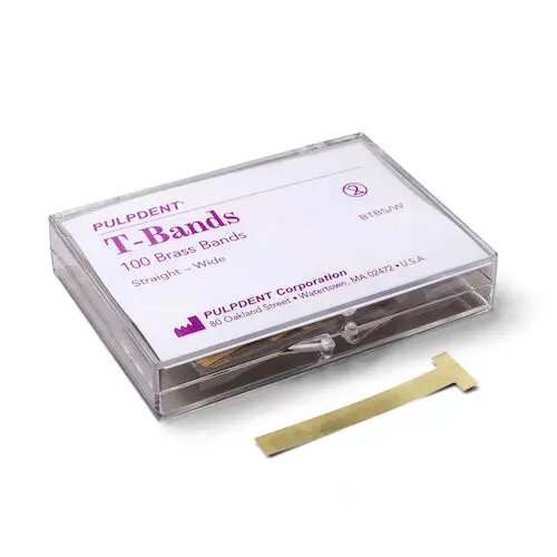 Pulpdent T-Bands, Straight, Wide, Brass, 0.002" (0.05 mm) Thick, 100/Box, BTBS/W thumbnail 4