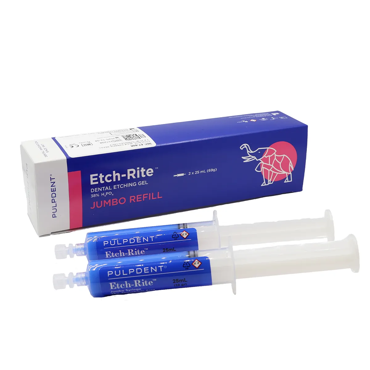 Pulpdent Etch-Rite 38% Phosphoric Acid Dental Etching Gel, Jumbo Syringe Refill, 2 x 25 mL, Blue, ET-50R thumbnail 11