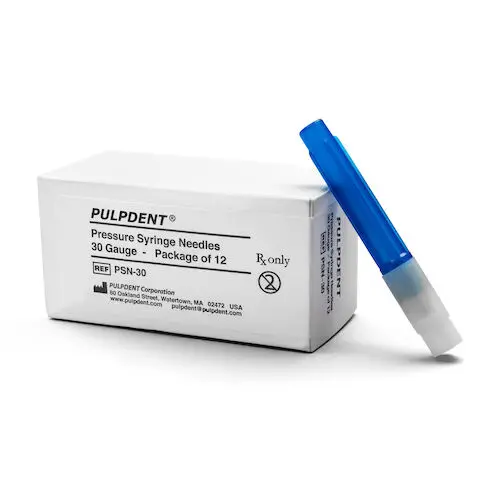 Pulpdent Pressure Syringe Needle, 30 Gauge x 1-1/4", Dark Blue, Disposable, 12/Box, PSN-30 thumbnail 4