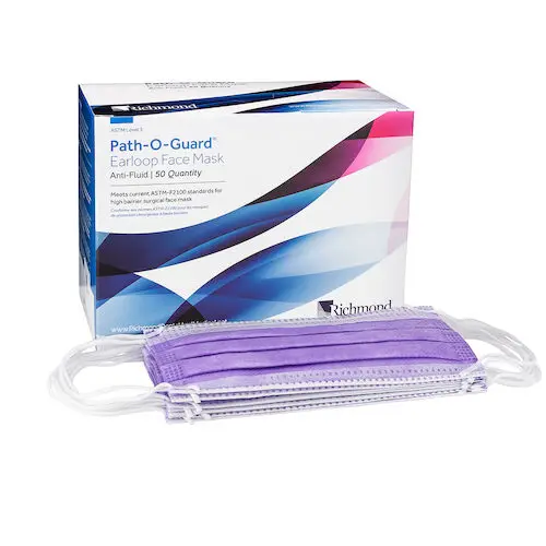 Path-O-Guard Anti-Fluid Earloop Face Mask, Level 3, Lavender, 50/Box, 400589 thumbnail 10