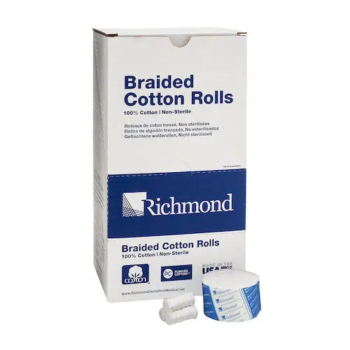 Richmond Braided Cotton Rolls, Medium (3/8"), Junior Pack, 1 1/2", Non-Sterile, 2000/Pk, 200204 thumbnail 14